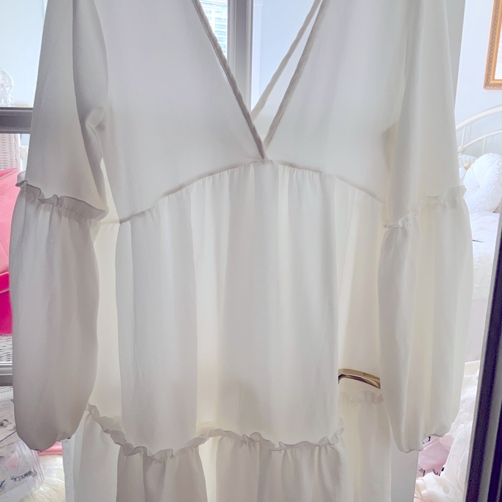 Elegant White Sheer Blouse or cover up